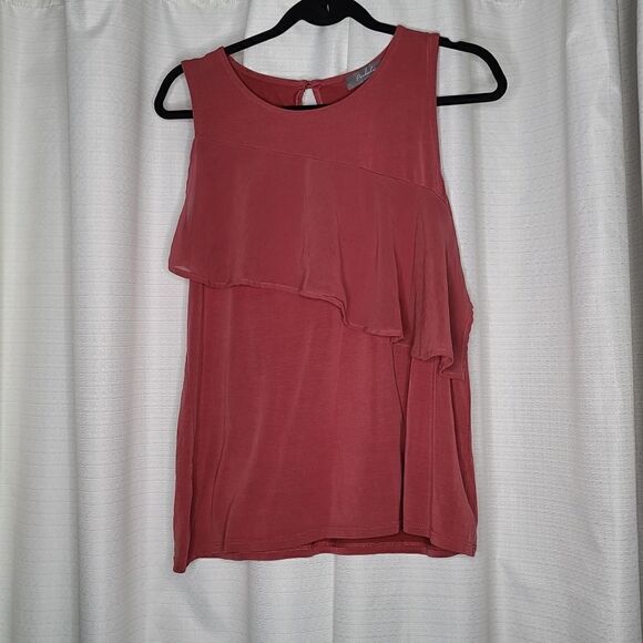 Anthropologie Large Mixed Media Ruffle Front Tank - Picture 1 of 7